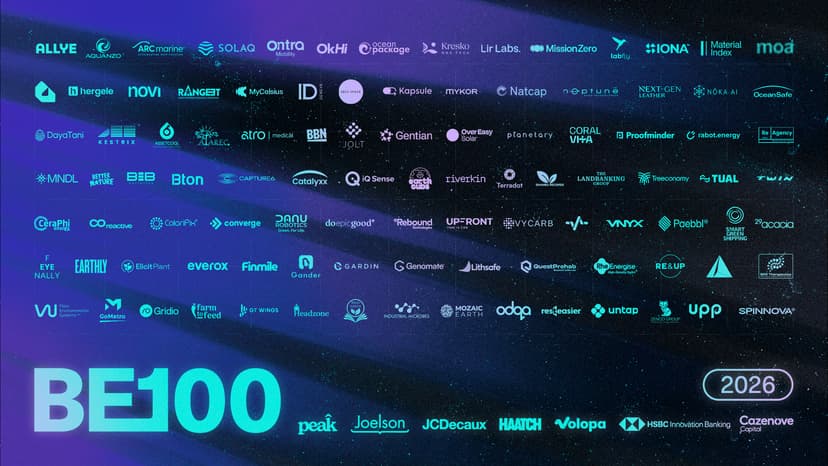 The 2026 BE100 cohort, including Ontra Mobility in the top row